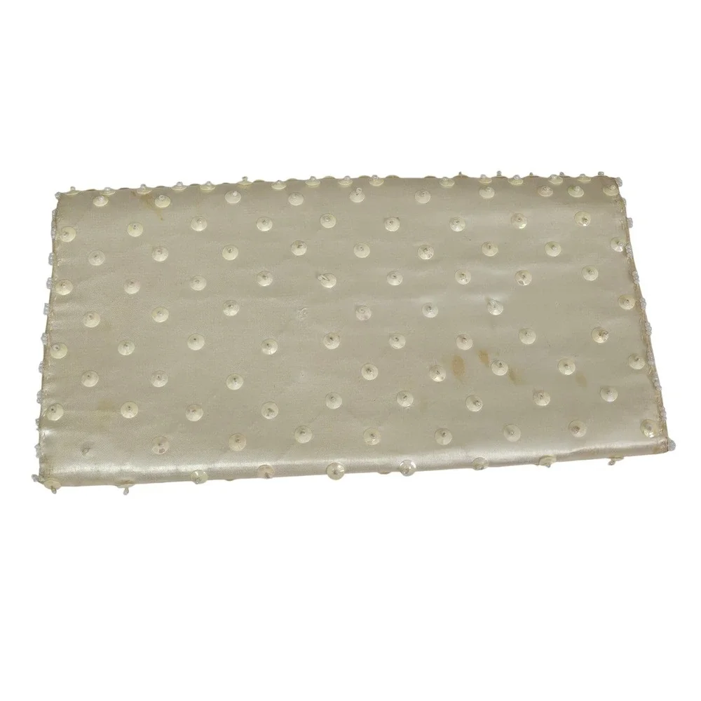 Vintage Ivory‎ Beaded Satin Clutch Purse Handmade Hong Kong Bridal Evening Bag